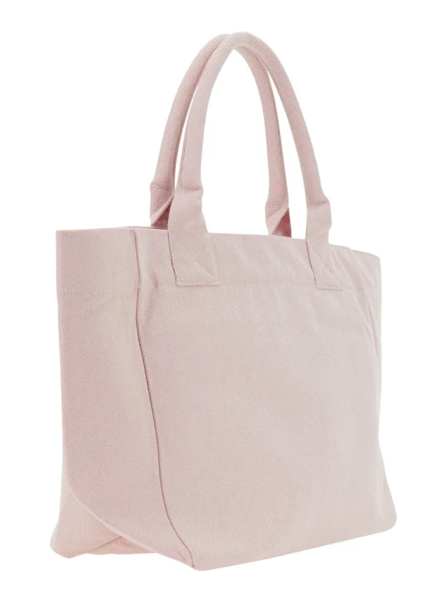 GANNI 'Trapeze Medium' Pink Tote bag with logo lettering and print on the front in cotton for women in Pink, photo 5 of 10 from Gaudenzi Boutique