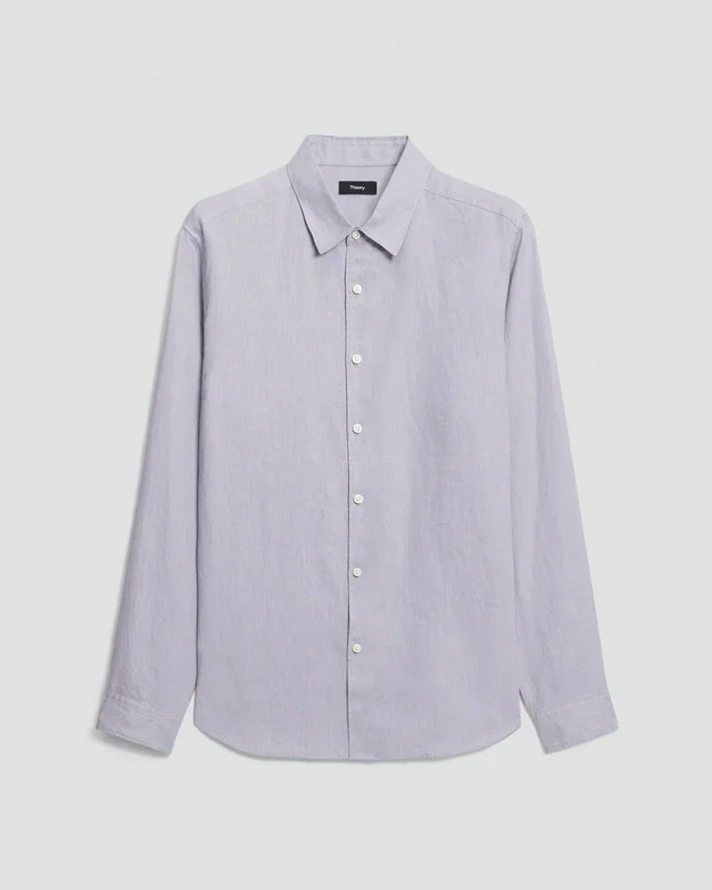 Theory Irving Shirt in Relaxed Linen in GRAY LILAC 100% Linen, photo 9 of 14 from Theory