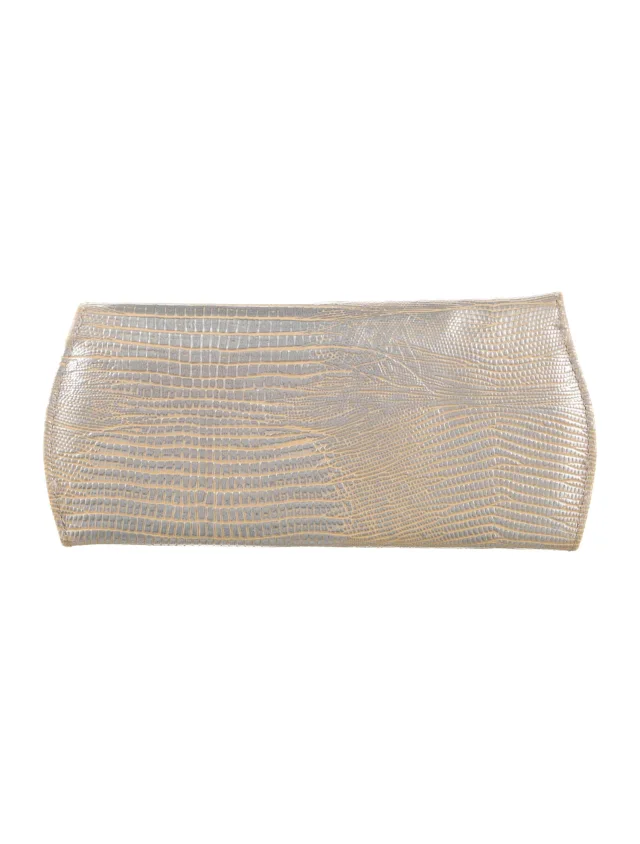 Judith Leiber Embossed Leather Clutch in gray|silver Leather from The RealReal, photo 2 of 3