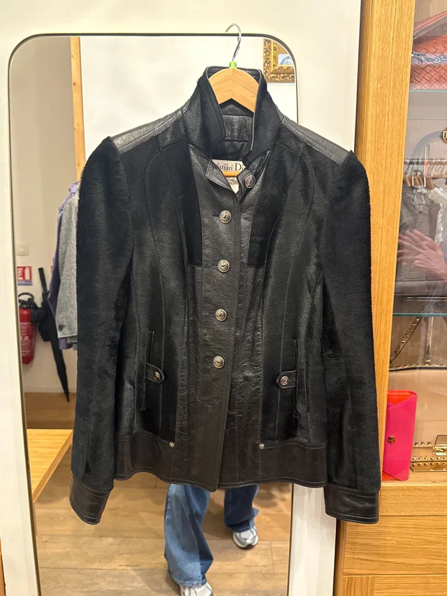 Dior Black pony hair leather jacket in Black Leather from Luxury Promise