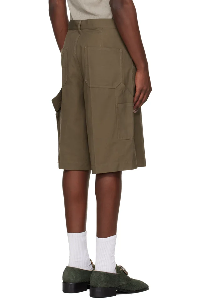 Toga Virilis Khaki Canvas Shorts, photo 3 of 4 from SSENSE