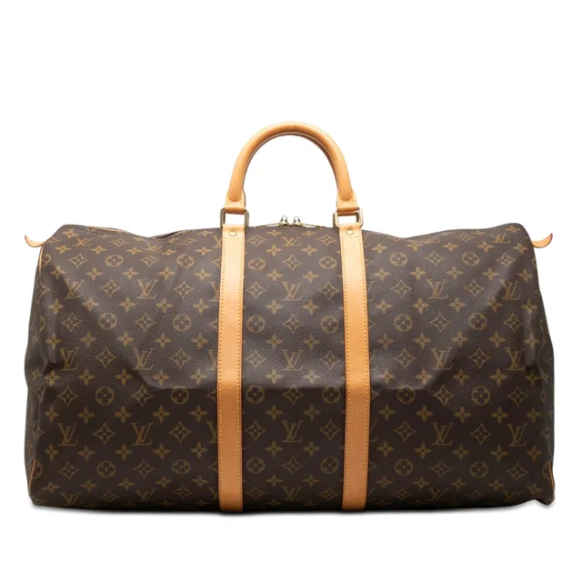 Brown Louis Vuitton Monogram Keepall 55 Travel Bag in Brown Coated canvas from Designer Revival