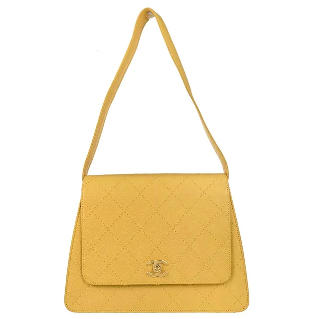 Chanel 1997-1999 Yellow Caviar Skin Handbag in Yellow Caviar leather from AMORE Vintage Tokyo