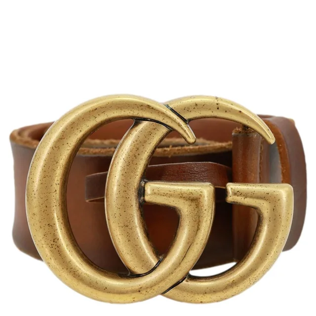 Gucci GG Buckle Marmont Leather Belt Size 70.30 Brown 409416 in Brown Leather from Dallas Designer Handbags