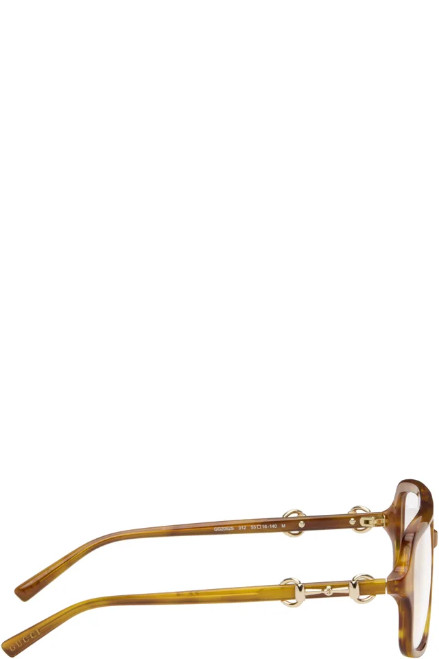 Gucci Brown Navigator Frame Sunglasses, photo 2 of 4 from SSENSE