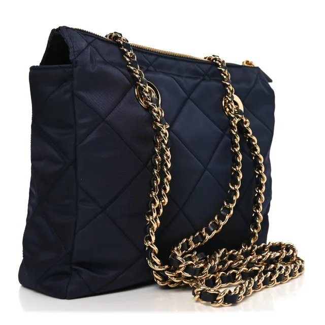 Prada Re-Nylon Saffiano Stitched Re-Edition 1995 Chaine Shoulder Bag Navy in Navy Saffiano leather from FASHIONPHILE, photo 3 of 11