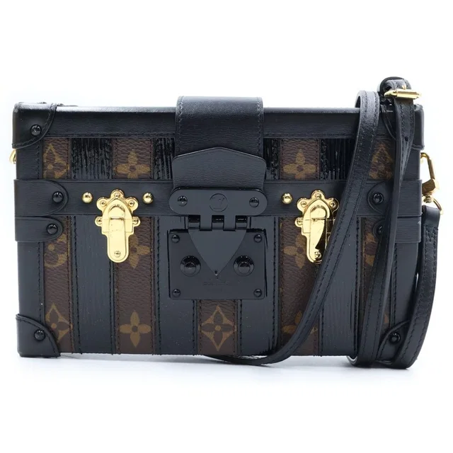 Louis Vuitton Monogram Petite Shoulder Bag Trunk Brown Black Leather in Black Leather from The Reluxe