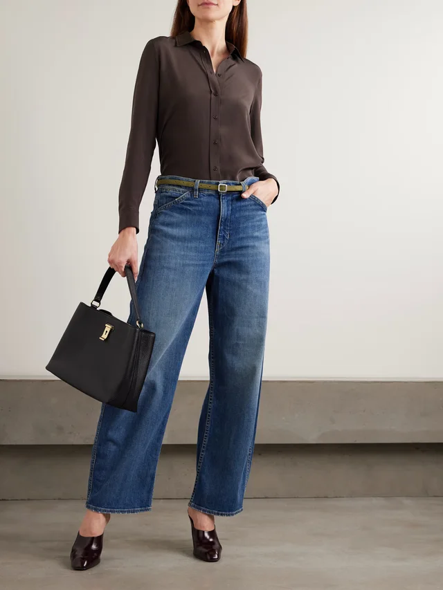 NILI LOTAN Gaia silk crepe de chine shirt in Brown, photo 2 of 2 from NET-A-PORTER (Canada)