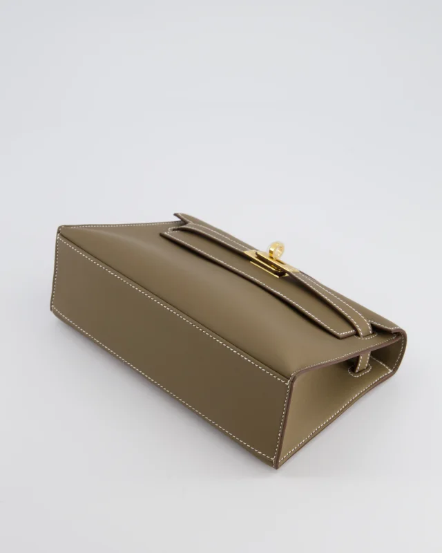 Hermès Kelly Pochette Bag in Taupe Swift leather from Sellier, photo 17 of 19