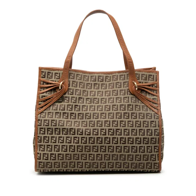 Brown Fendi Zucchino Canvas Tote in Brown Canvas from Designer Revival