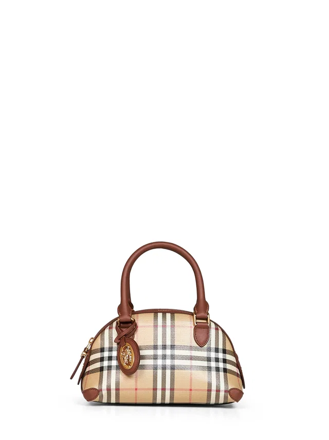 Burberry Primrose Top Handle Bag — Beige Cotton in Beige Calfskin from HEWI