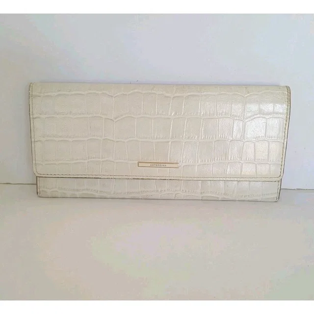 Anteprima Wallet Geniue Leather Envelope Large White Croc Logo Designer Quality in white Crocodile from Poshmark