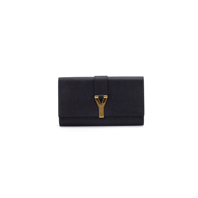 Saint Laurent Y Clutch Black in Black Leather from The Purse Affair