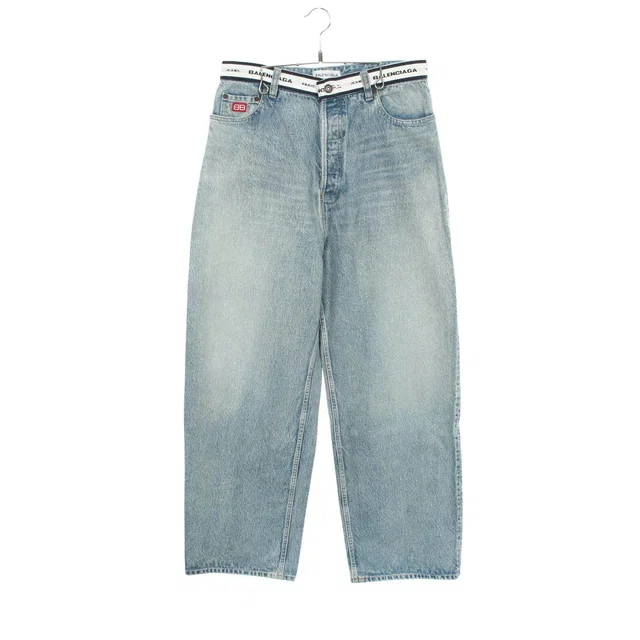 Balenciaga Logo Waist Cotton Jeans from LuxUness