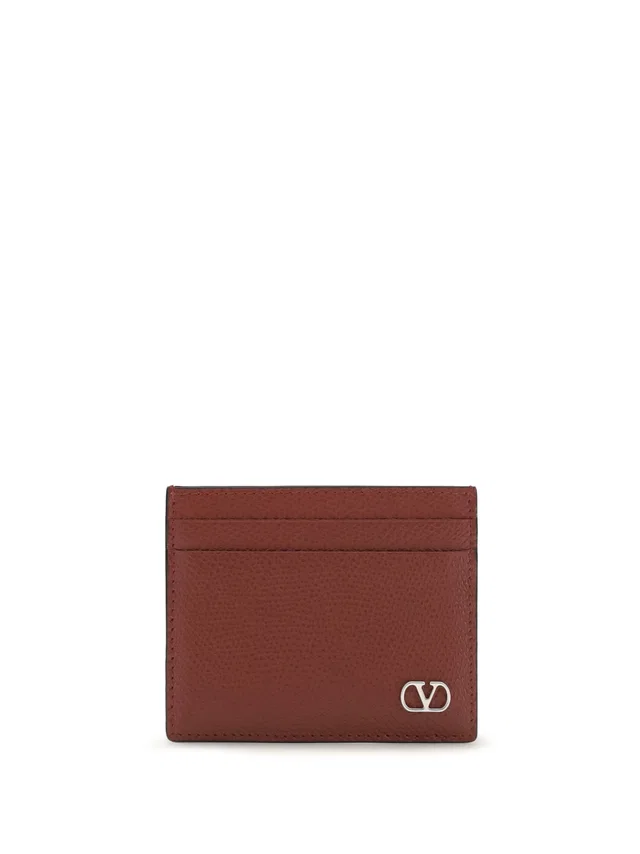 Valentino Garavani Vlogo Card Case — Red Calf Leather Bos Taurus Wallet in Red Calfskin from HEWI