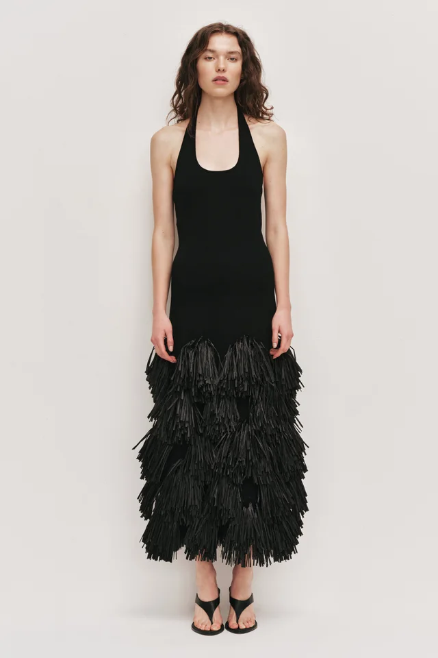 AJE Elva Raffia Knit Midi Dress in Black from Aje, photo 1 of 1