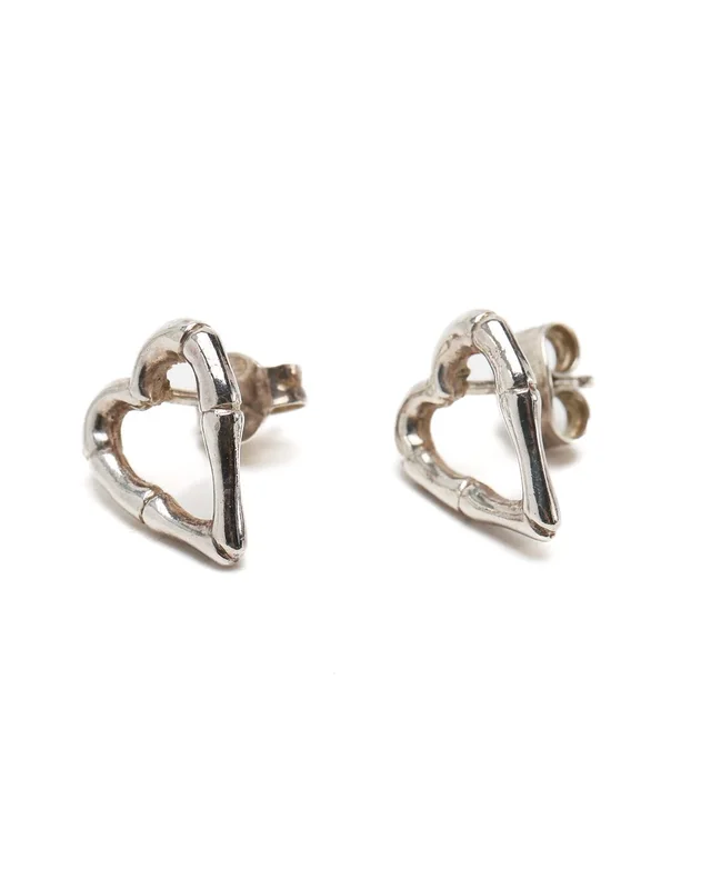 Gucci Bamboo Heart Silver Earrings in Silver from A Retro Tale, photo 2 of 3