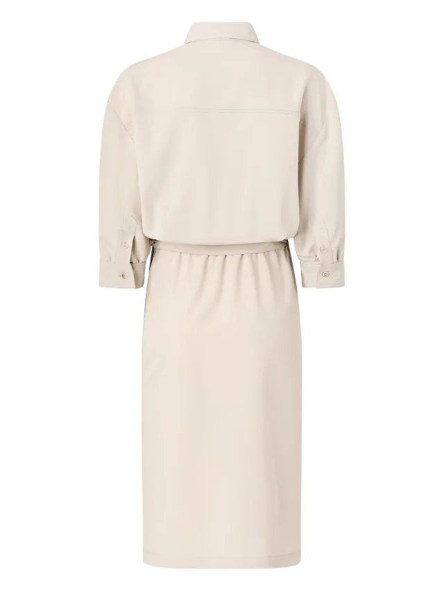 PINKO tie-waist shirt dress in Neutrals, photo 2 of 2 from FARFETCH