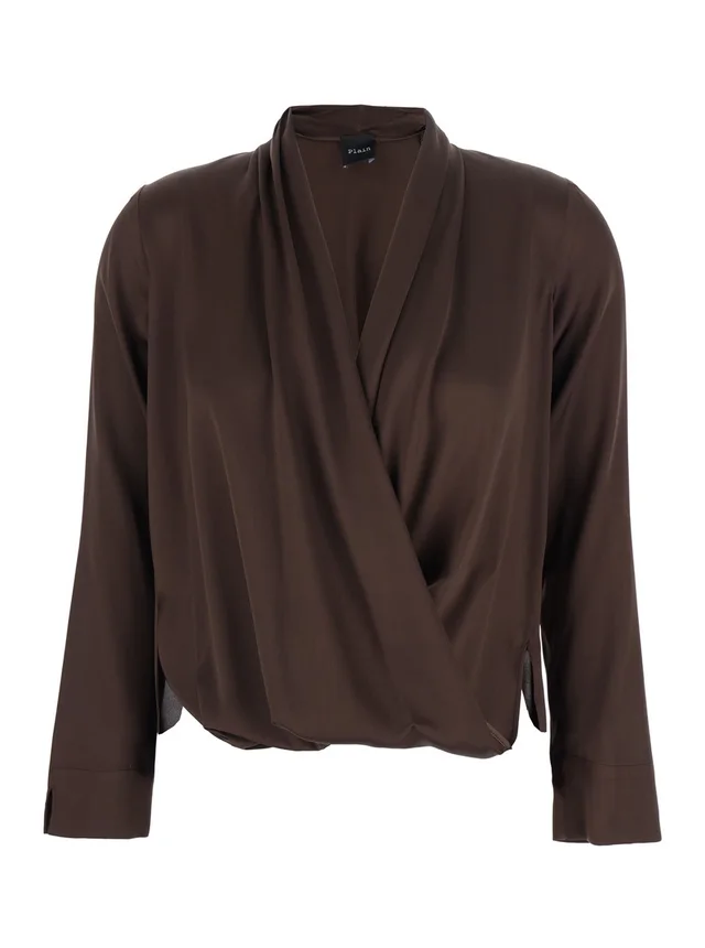Leplain V-Neck Dress in Viscose Blend Brown Women in Brown, photo 2 of 6 from Gaudenzi Boutique