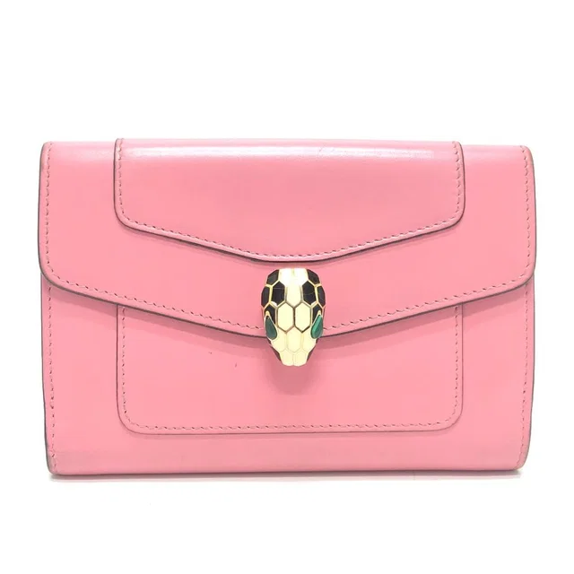Bvlgari Bifold Wallet Serpenti Leather Pink in Pink Leather from The Reluxe