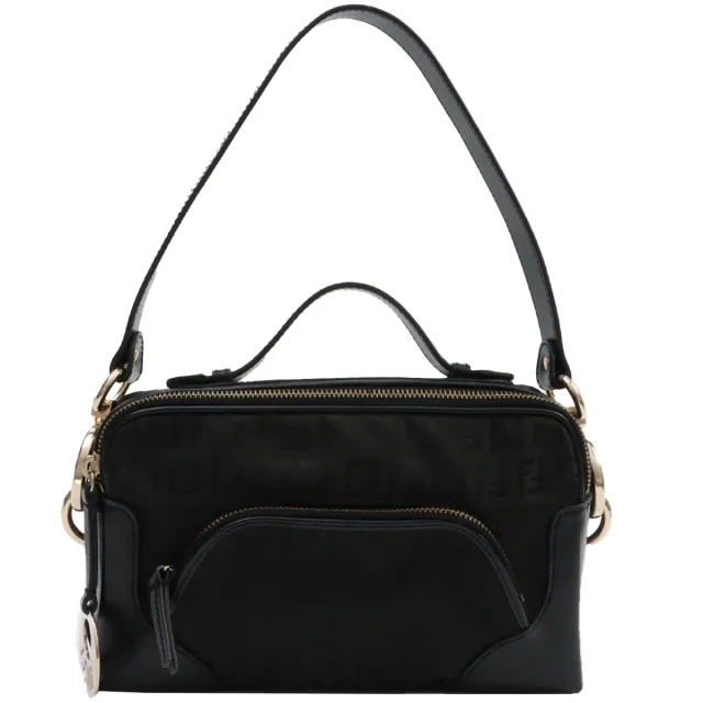 Fendi FF Zucchino Pattern Logo Charm 2-Way Bag Black in Black Nylon from VINTAGE QOO TOKYO, photo 2 of 12