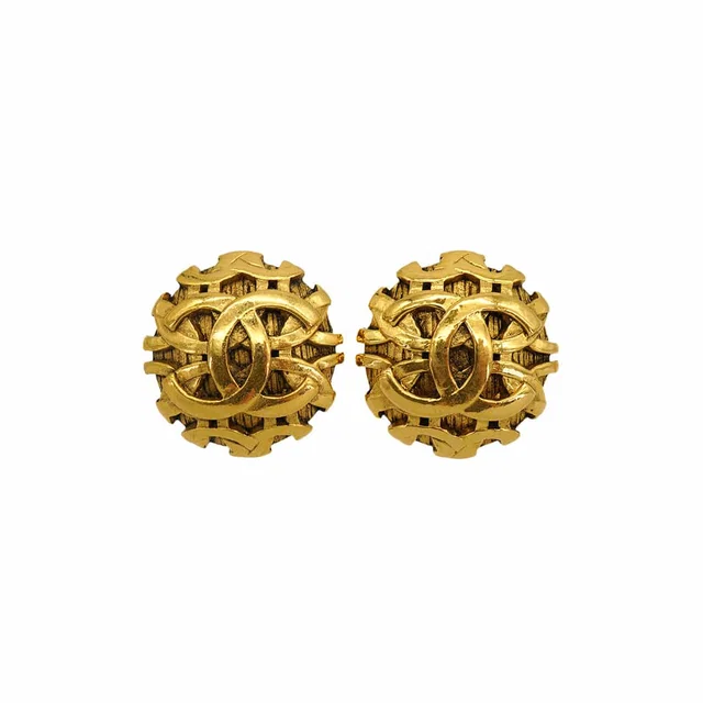 Chanel Vintage Earrings Round Cocomark Accessory 25 from Luxury Promise