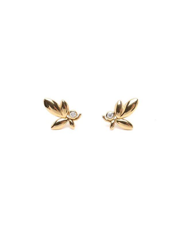 Tiffany & Co. Olive Leaf 18ct Yellow Gold Earrings in Green from A Retro Tale