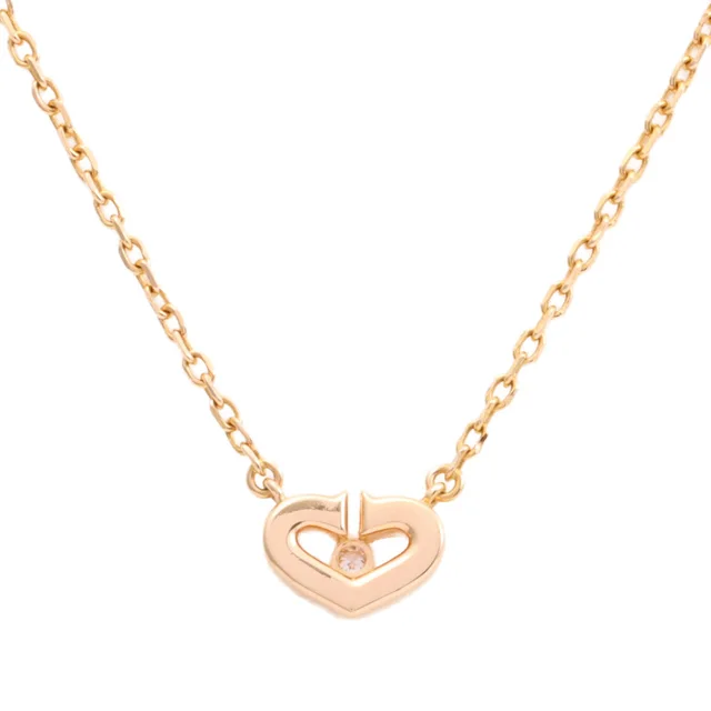 Cartier 18K Diamond C Heart Necklace Pink Gold in Pink from VINTAGE QOO TOKYO, photo 2 of 2