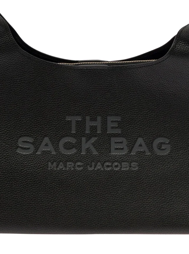 Marc jacobs 'The Sack' Black Shoulder Bag with Embossed Logo in Hammered Leather Woman in Black 100% Cow Leather, photo 12 of 12 from Gaudenzi Boutique