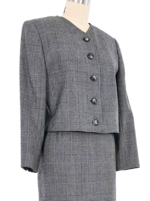 Valentino Garavani Gray Glen Plaid Skirt Suit in Grey from Arcade Vintage, photo 2 of 2
