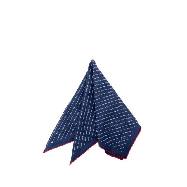 Blue Hermès Geometric Pocket Square Silk Handkerchief in Blue Silk from Designer Revival