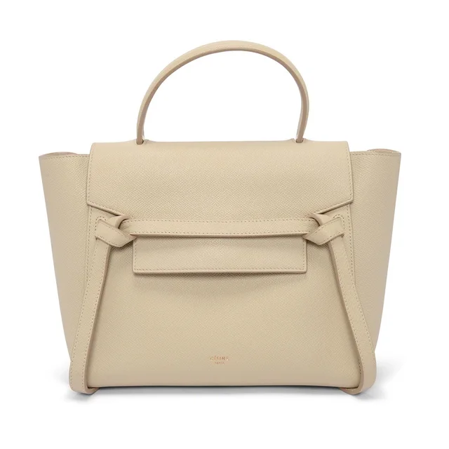 Celine Grained Calfskin Micro Belt Bag in Light Beige Caviar leather from Blue Spinach