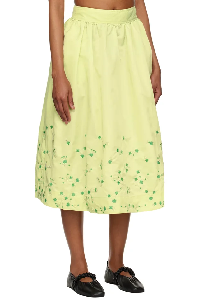 GANNI SSENSE Exclusive Green Midi Skirt, photo 2 of 4 from SSENSE