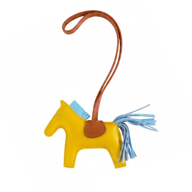 Yellow Hermès Milo Lambskin Grigri Rodeo Bag Charm PM Key Chain in Yellow Lambskin from Designer Revival