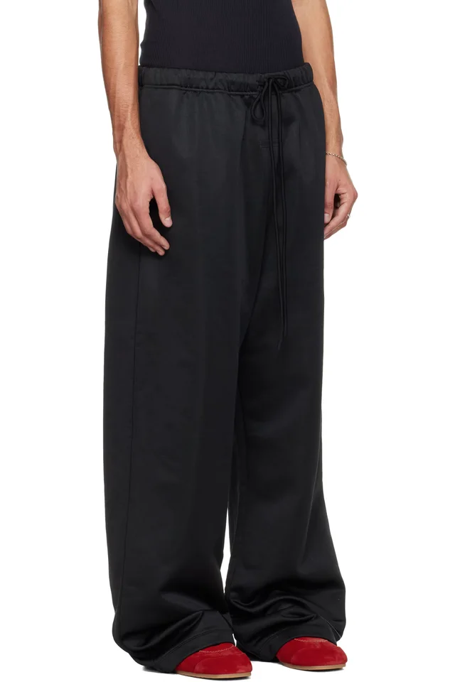 Fear of God ESSENTIALS Black Holiday Satin Fleece Lounge Sweatpants, photo 2 of 4 from SSENSE
