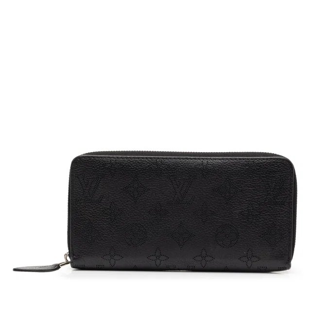 Black Louis Vuitton Monogram Mahina Zippy Long Wallet in Black Leather from Designer Revival