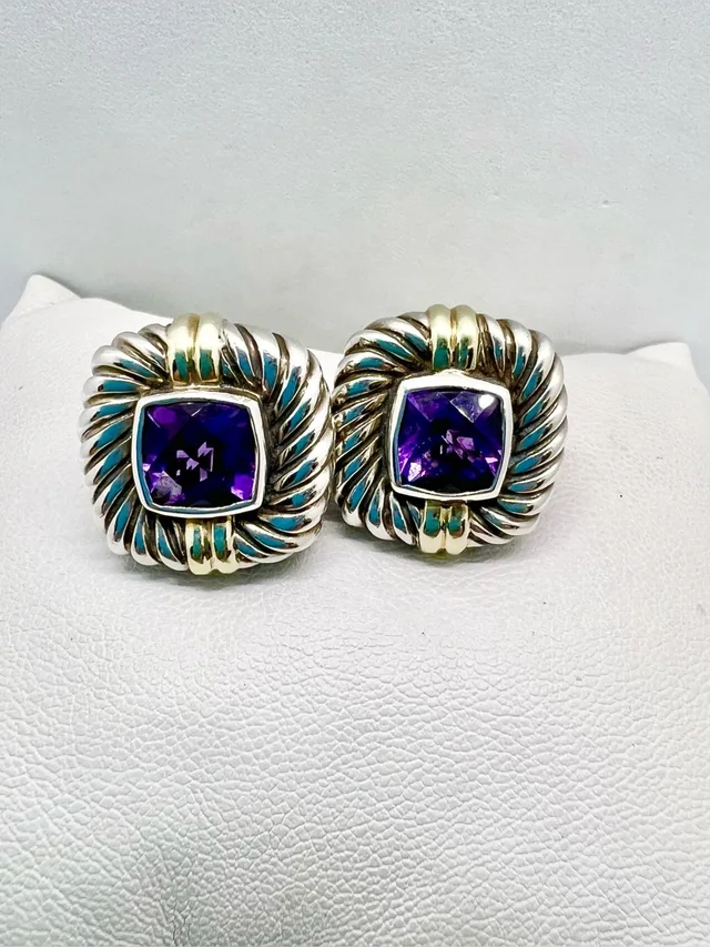 David Yurman Renaissance Earrings With Amethyst And Gold in silver|gray|purple from Poshmark