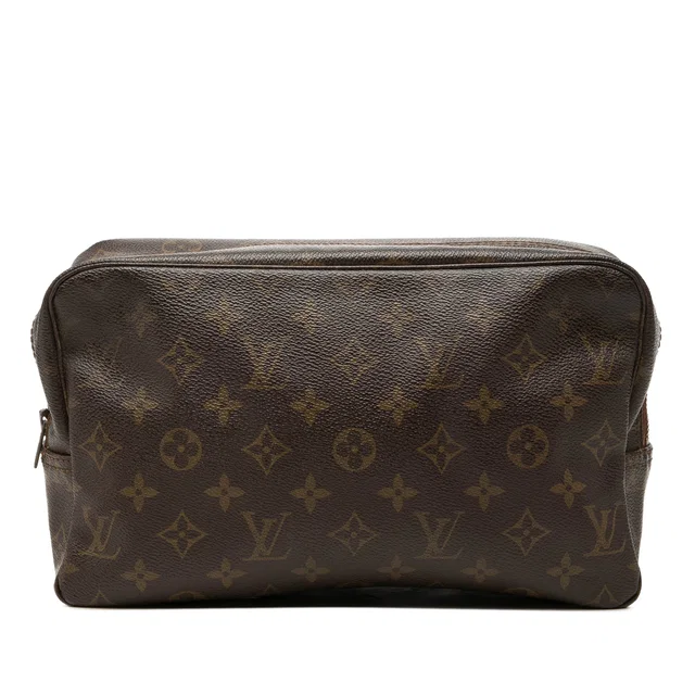 Brown Louis Vuitton Monogram Trousse Toilette 28 Clutch Bag in Brown Coated canvas from Designer Revival