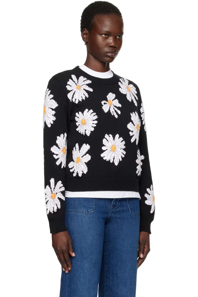 Moschino Black All Over Daisy Print Sweater, photo 2 of 3 from SSENSE