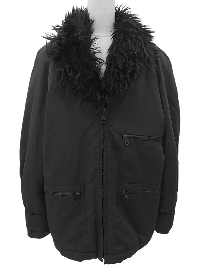Chanel Silk Fur Down Jacket Black in Black Silk from VINTAGE QOO TOKYO