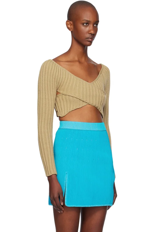 Isa Boulder Beige Crossed Sleeves Sweater, photo 2 of 4 from SSENSE