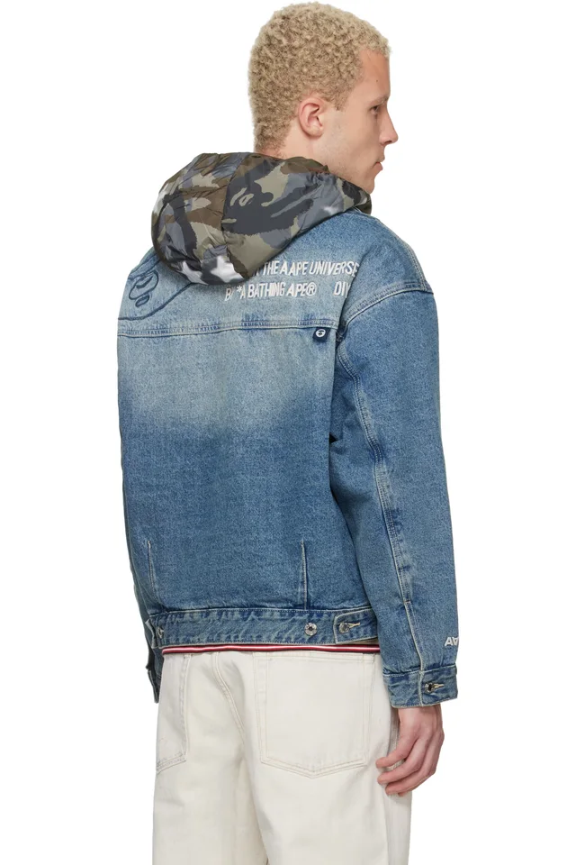 AAPE by A Bathing Ape Blue 'AAPE' Main Denim Jacket, photo 3 of 4 from SSENSE