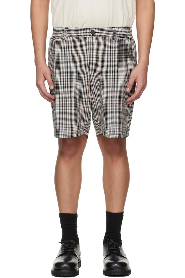 Off-White & Black Fife Checked Shorts, image 1 of 1 from SSENSE