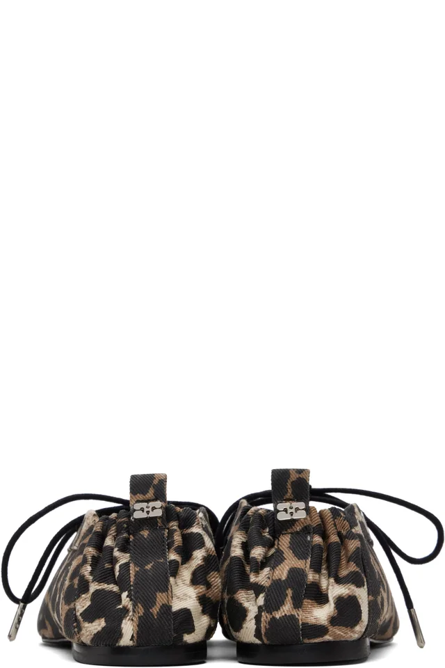 GANNI Brown Lace-Up Ballerina Flats, photo 2 of 5 from SSENSE