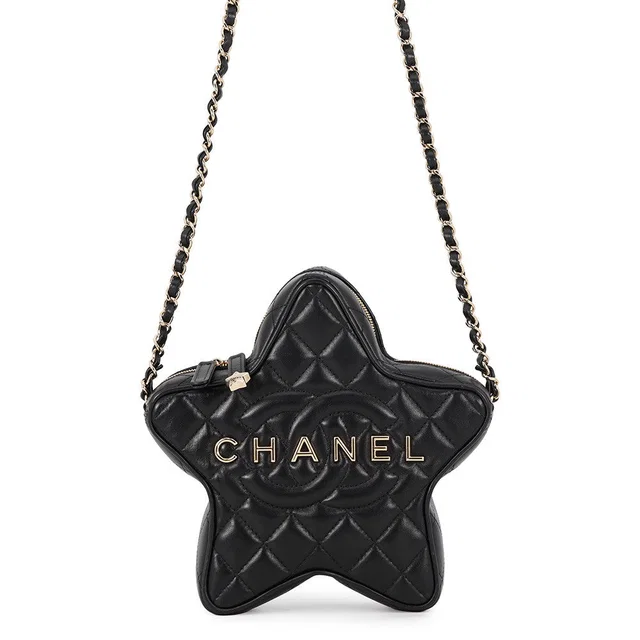 Chanel Logo Star Chain Shoulder Bag BlackAS4579 Lambskin in Lambskin from GALLERY RARE