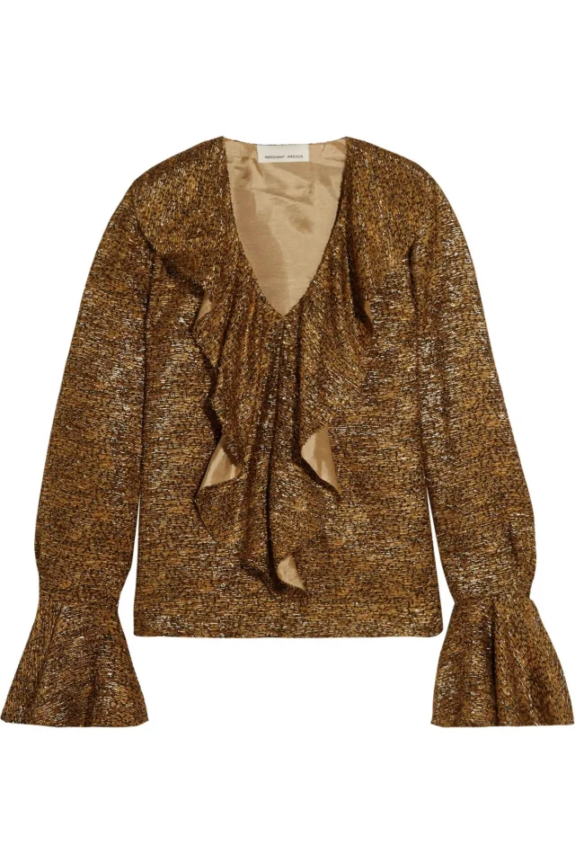 Ruffled Metallic Fil Coupé Blouse, image 1 of 1 from THE OUTNET
