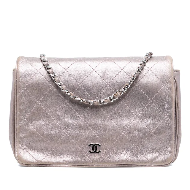 Pink Chanel CC Quilted Metallic Lambskin Wallet On Chain Crossbody Bag in Pink Lambskin from Designer Revival