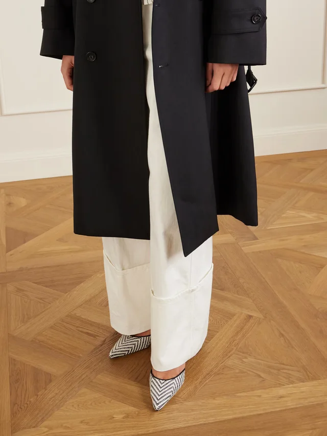 MANOLO BLAHNIK Carolyne 50 suede-trimmed metallic woven raffia mules in Black, photo 2 of 2 from NET-A-PORTER (Canada)