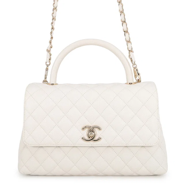 Chanel Matelasse Coco Handle 2WAYHandbag WhiteA92991 Caviar Leather Size 29 in Caviar leather from GALLERY RARE