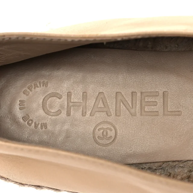 Chanel CC Espadrilles 37 Beige Black in Black Lambskin from FASHIONPHILE, photo 9 of 15